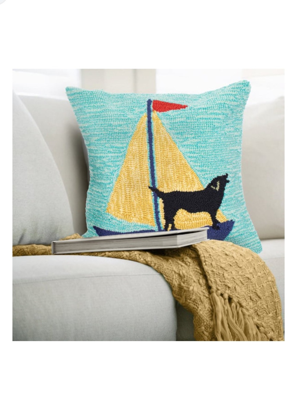 NWT L.L. Bean sailing black lab pillow